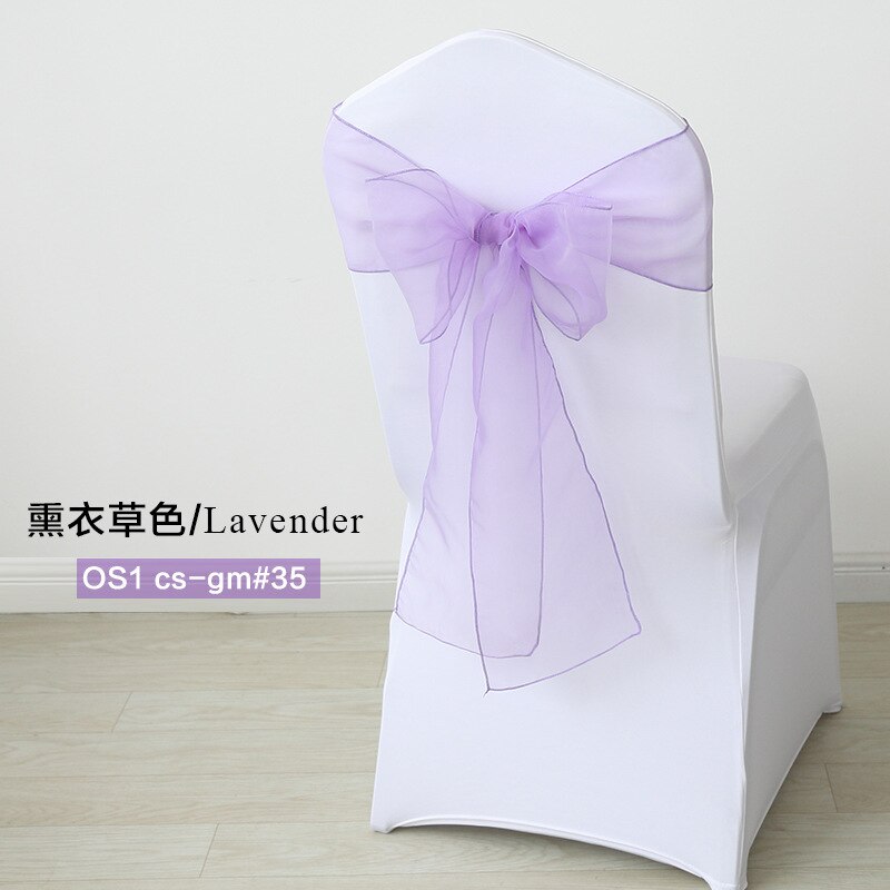 50pc/Set Sheer Organza Red Sash Size 7x108inch Event Ceremony Party Wedding Chairs Knot Decoration Chair Sashes Bow: Lavender