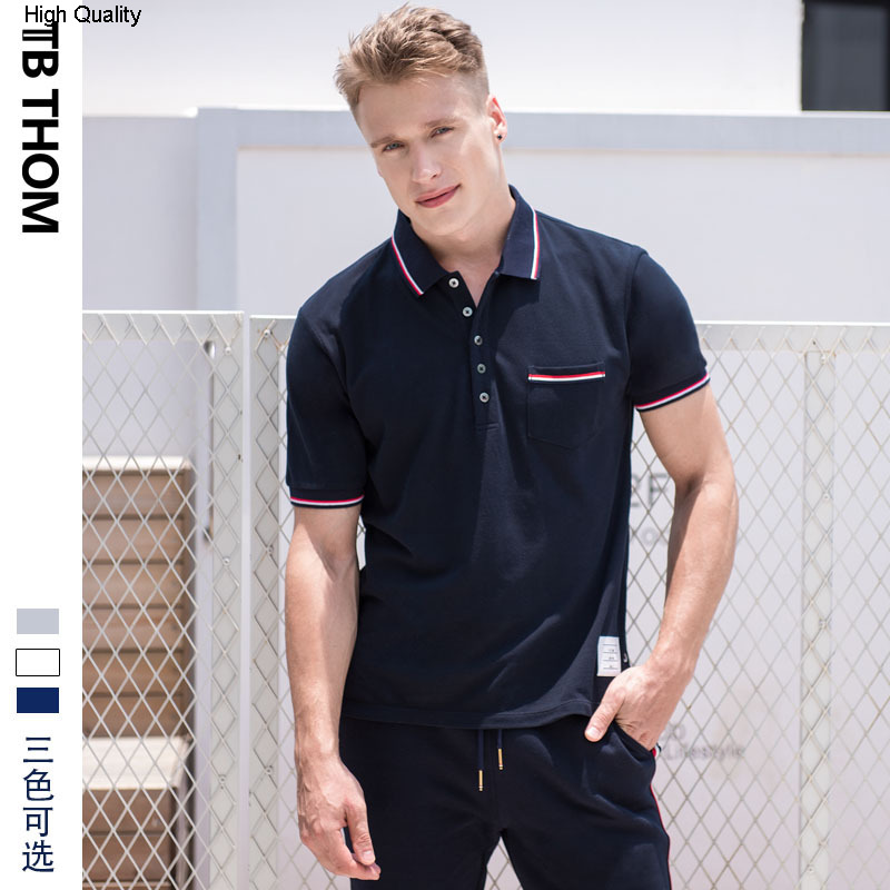 men's summer with pocket short sleeve smart casual men dyed cotton polo shirts for male