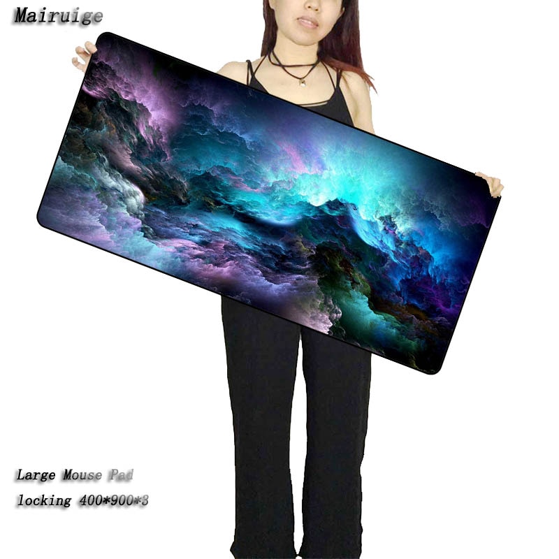 Mairuige Large Gaming Mouse pad Blue Purple Cloud Space Waterproof Extended Lock Edge Computer Desk Notbook For CSGO Dota 2 LOL