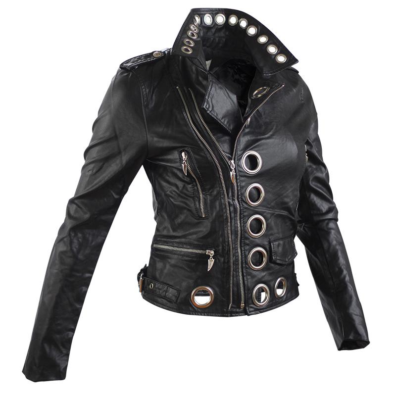 Faux Leather Jacket Bomber Coats Lady Black Punk Rock Leather Jacket Outerwear Women Pu Motorcycle Soft Pink: S