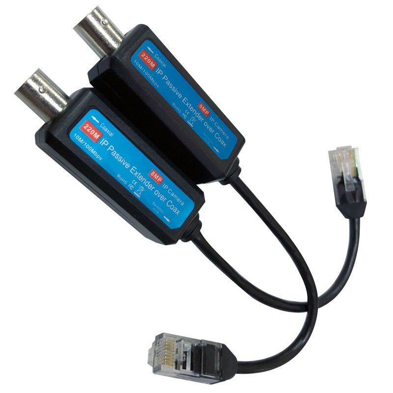 1-CH Passive IP Extender over Coax Transmit IP Camera signal over Existing Coaxial Cable at 100Mbps