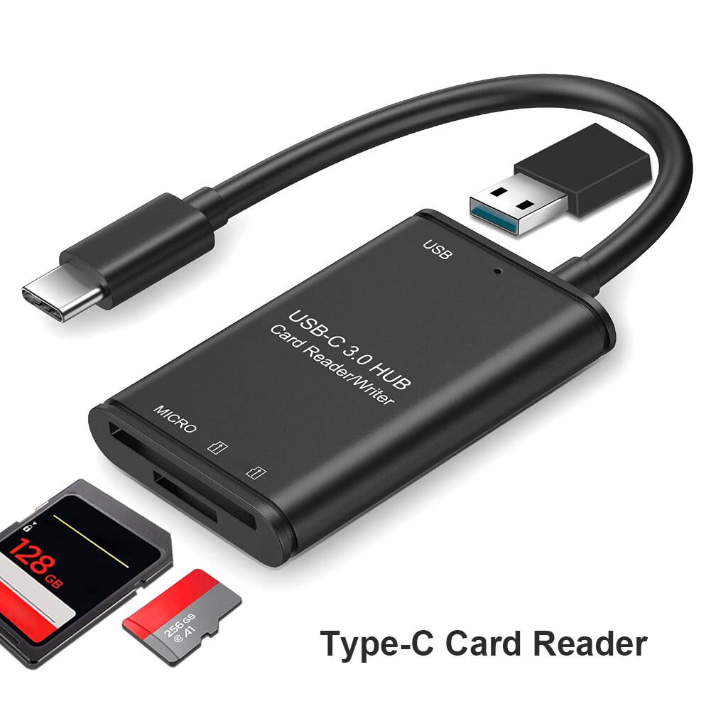 Protable Memory Card Reader Secure Digital TF Memory Card Reader USB 3.1 Type C to USB 3.0 OTG Adapter for Laptop Tablet
