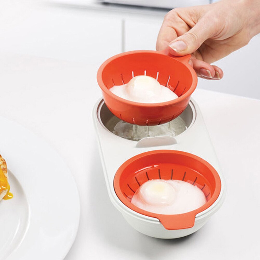 Kitchen Gadgets Fried Egg Tools Cookware Double Cup Round Shape Egg Boiler Microwave Ovens Silicone Cooking Tools