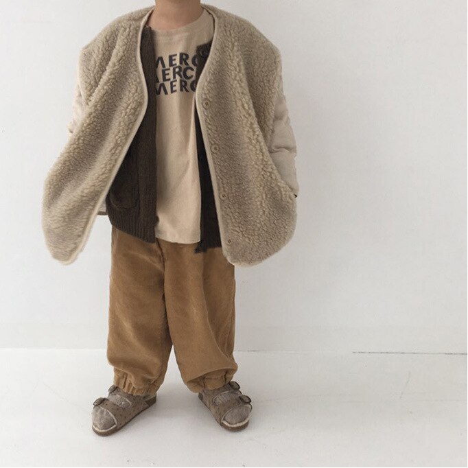 Kids Jassen Herfst Winter Koreaanse Toevallige Katoen Unisex Effen Jas Warm Houden: Lotus kleur / 6T