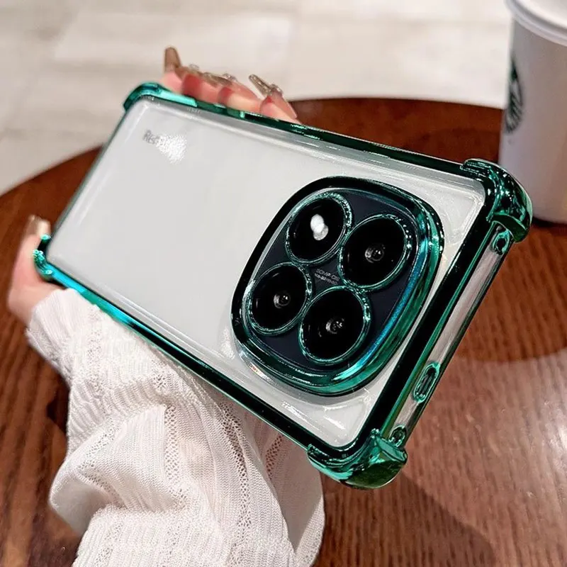 RedmiNote14 pro 5G funda de lujo a prueba de golpes armadura TPU cubierta para Xiaomi Redmi Note 14 pro plus 14C 13C Fundas de teléfono Note14pro Fundas: Madera / Verde claro