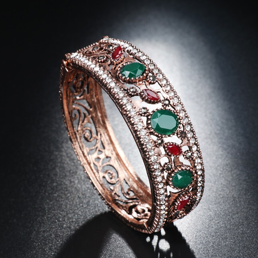 Kinel Jahrgang Antike Gold Farbe groß Armreifen Voller Kristalle verrotten Harz Armbinde Türkischen Schmuck frauen Armbänder Neue