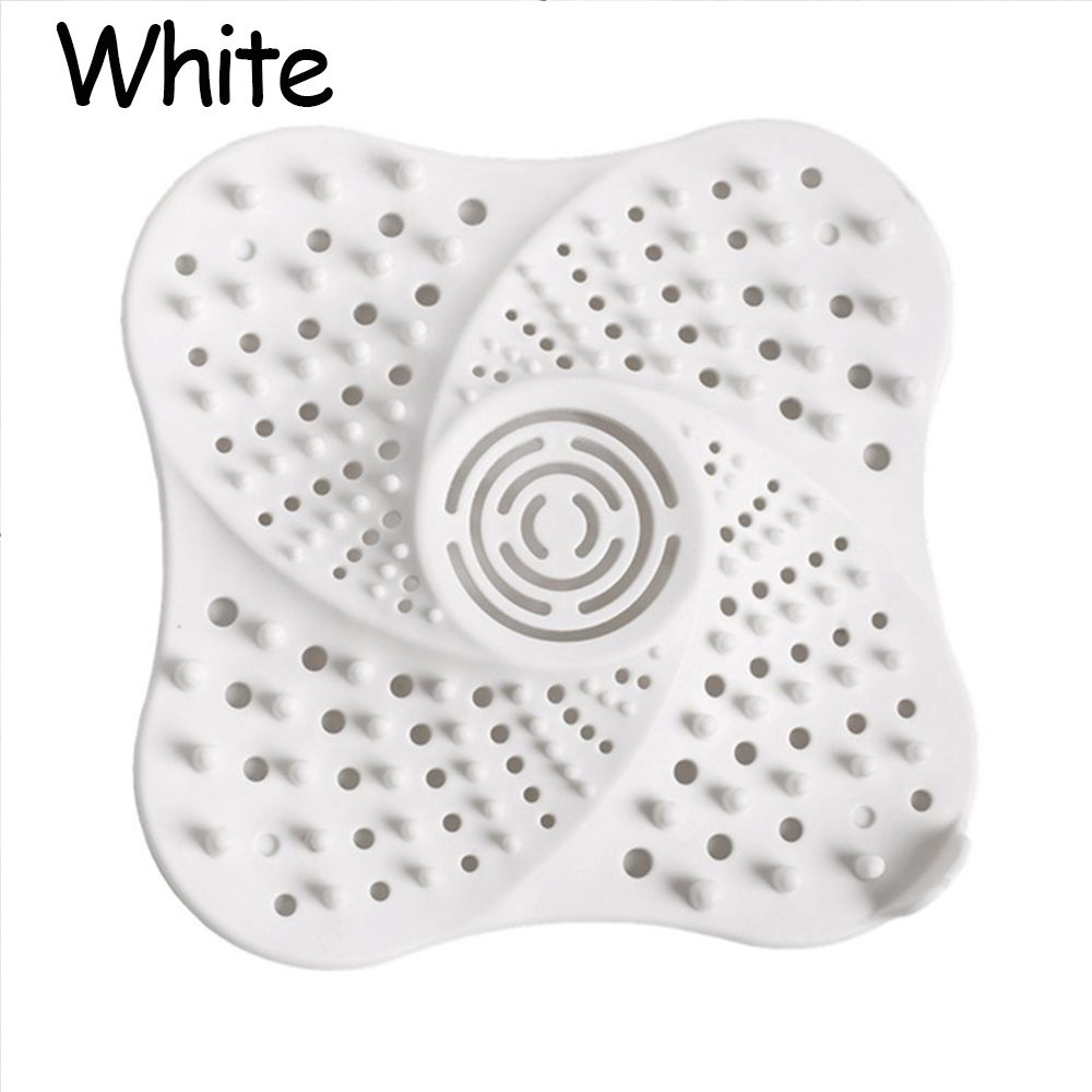 Atrapapelo redondo de silicona para fregadero, colador de drenaje, filtro de ducha, tapón de agua de goma, tapón desodorante para cocina y baño, tapón para el pelo: White