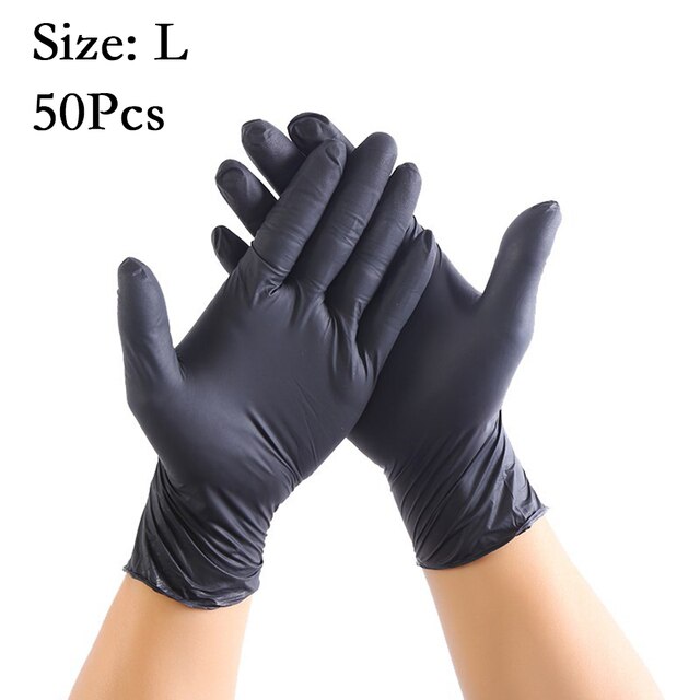 50Pcs Latex Nitril Handschoenen Keuken Wegwerp Latex Handschoenen Voor Huishoudelijke Keuken Laboratorium Tuin Schoonmaak Handschoenen: Black / S