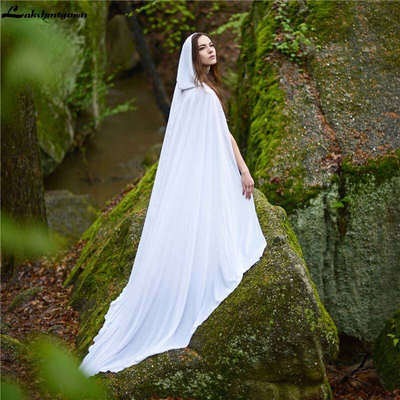 Hochzeit Zubehör Lange Chiffon Umhänge für Bräute Mit Kapuze Umhänge wickelt für Hochzeit Weiß zuckt mit den Schultern für frauen Frauen wickeln Kap Abend