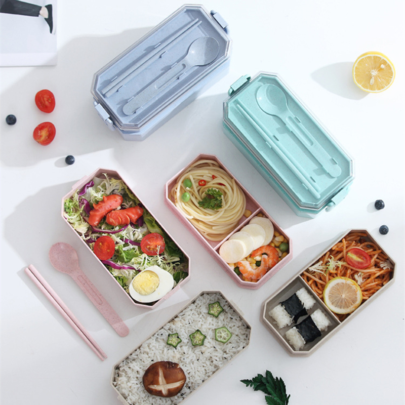 Office Worker Lunch Box Double-Layer Adult Students Portable Microwave Bento Box Separated Insulation Heated Lunch Box Set