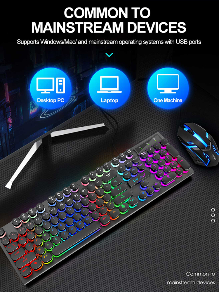 Sensación mecánica Shadow, teclado, computadora de sobremesa, computadora portátil, juego de deportes electrónicos, teclado con cable iluminado
