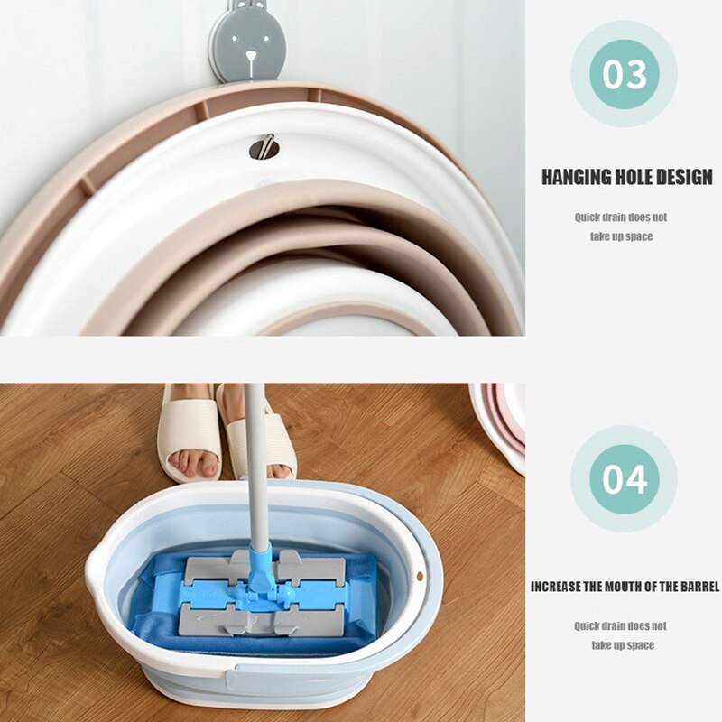 Cubos para fregona plegables, lavaplatos de lavado portátil con mango para herramientas y accesorios de limpieza del hogar