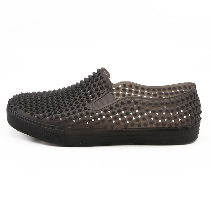 Zapatos informales antideslizantes para hombre, mocasines sin cordones con agujeros, transpirables, para playa,: Black / 40