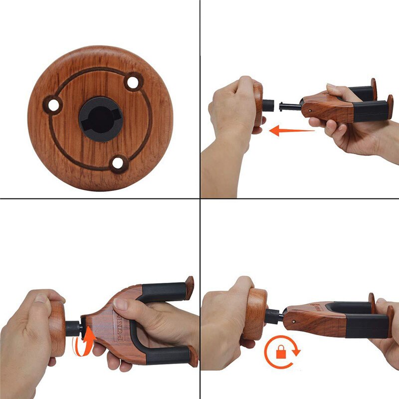 Support mural de guitare crochet de suspension support de guitare acoustique gardien Auto Lock forme de guitare Base en bois massif pour guitare électrique basse