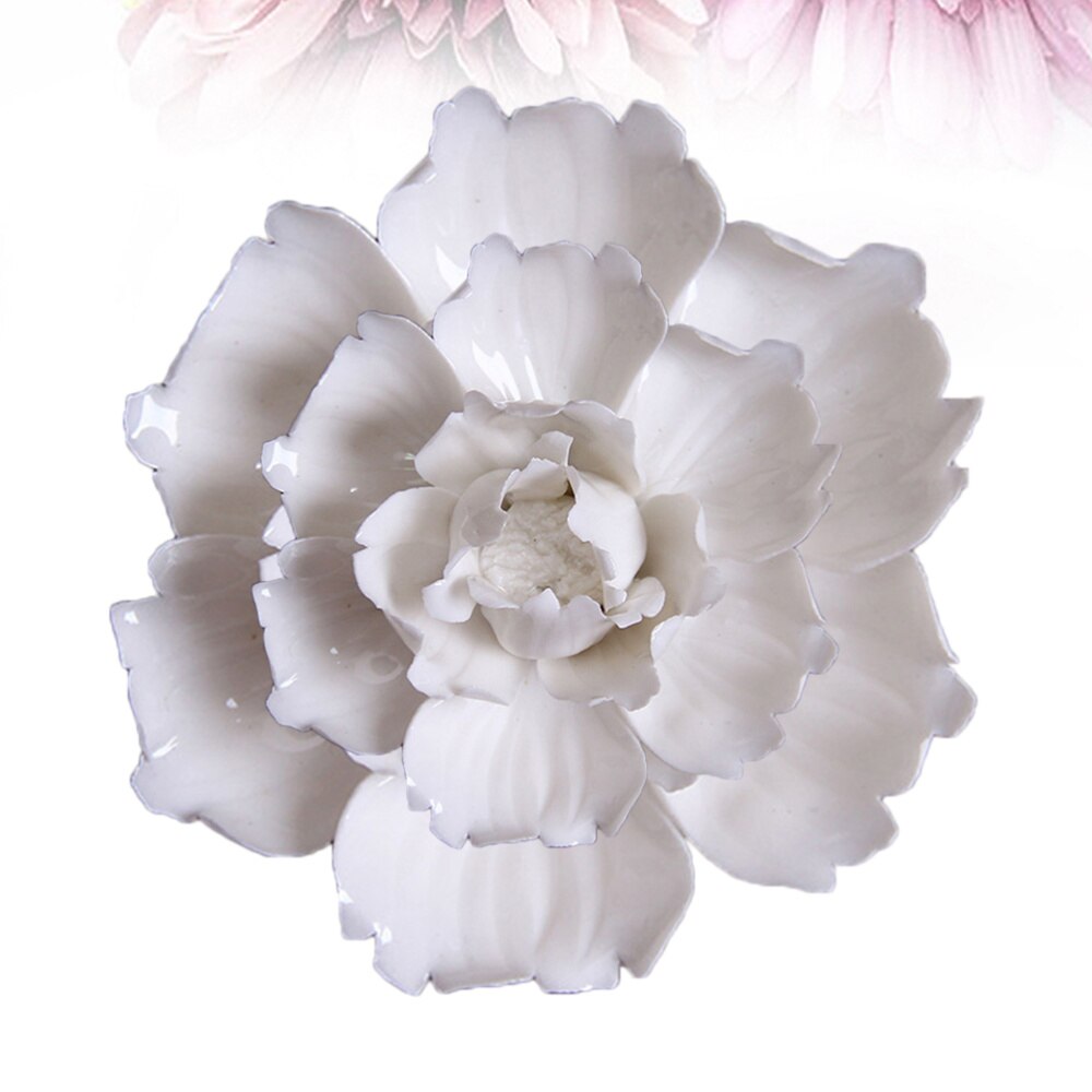 Fleur d'art en céramique murale suspendue, décor artisanal stéréoscopique artificiel pivoine de Luoyang pour salon: White 2