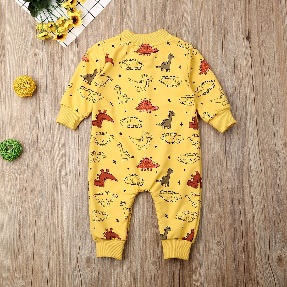 Baby lente herfst kleding peuter baby jongen meisje warme kleding lange mouw dinosaurus romper jumpsuit dieren print outfit