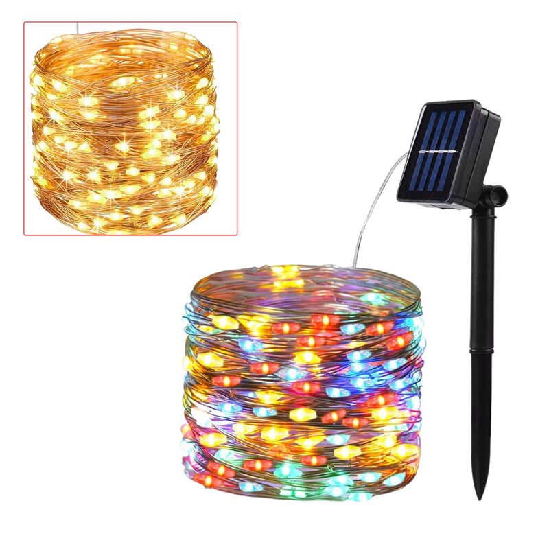 Cadena de luces LED solares, luces feérico Navidad flexibles impermeables de 10M, usadas en patios al aire libre