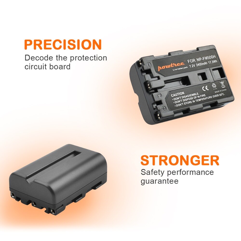 2400mAh 7.2V NP-FM500H Replacement Battery for Sony Alpha A57 A58 A65 A77 A99 A550 A560 A580 A700 A850 A900 Sony SLT a99 II