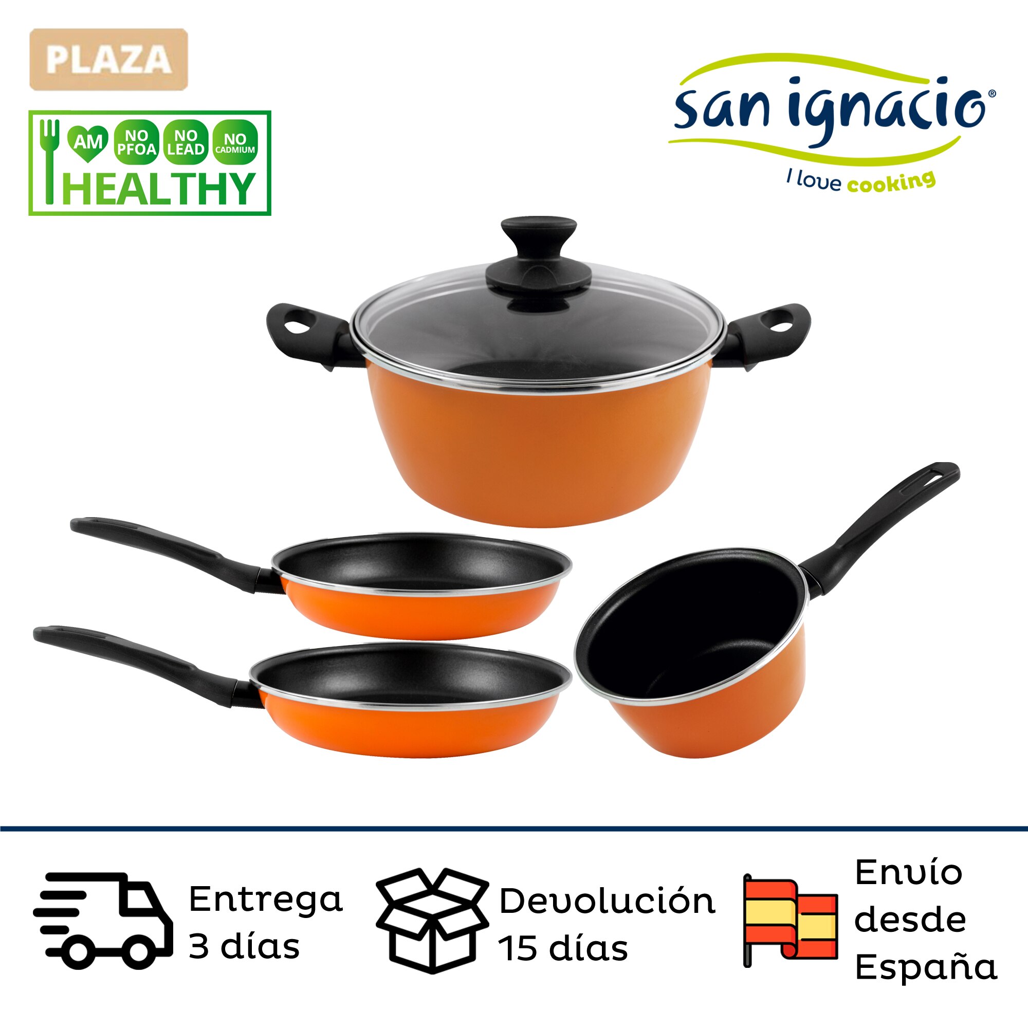 Sartenes y cacerolas en varios tamaños fabricadas en acero esmaltado SAN IGNACIO coleccion Sunset