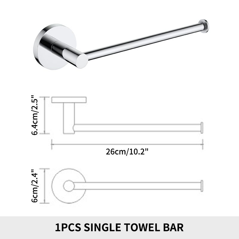 Badkameraccessoires Handdoekenrek Plank Papierhouder Roestvrij staal Toiletborstelhouder Handdoekring Robe Hook Hanger Chroom