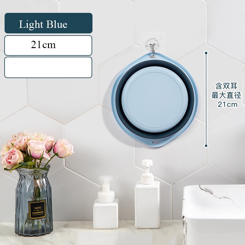 39cm pliable en plastique et Portable bassins lavabos pliant buanderie baignoire salle de bains cuisine accessoires voyage pliant lavabo: 21cm light blue