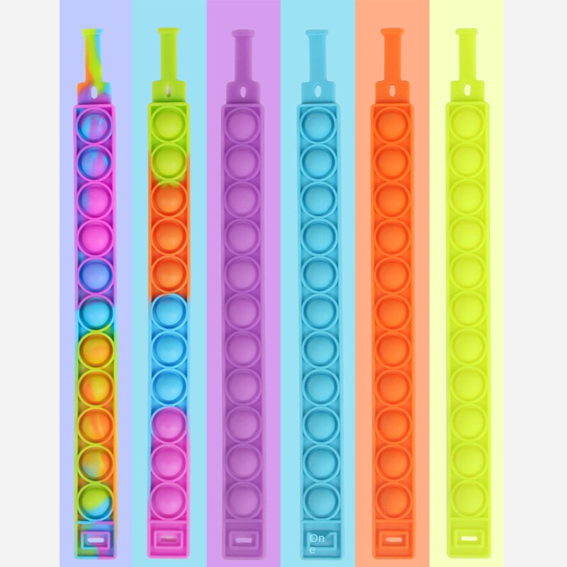 Pops bubble jego fidget proste dołek rainbow silikonowa bransoletka zabawka anty stres releif lęk sensory dla adhd autyzm dzieci