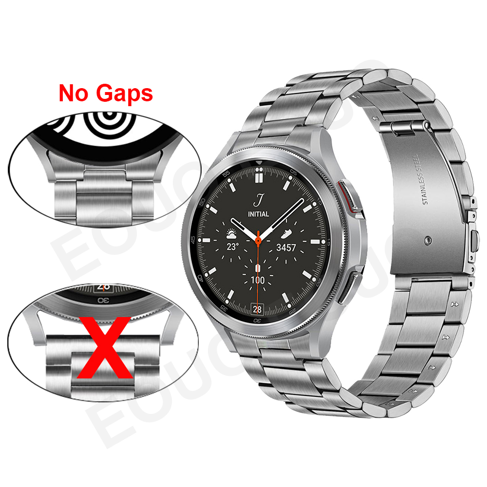 No Gap Correa Compatible con Samsung Galaxy Watch 4 Classic 46mm 42mm Pulsera de Repuesto, Sólido de Acero Inoxidable Correa de Reloj para Galaxy Watch4 44mm 40mm Smartwatch