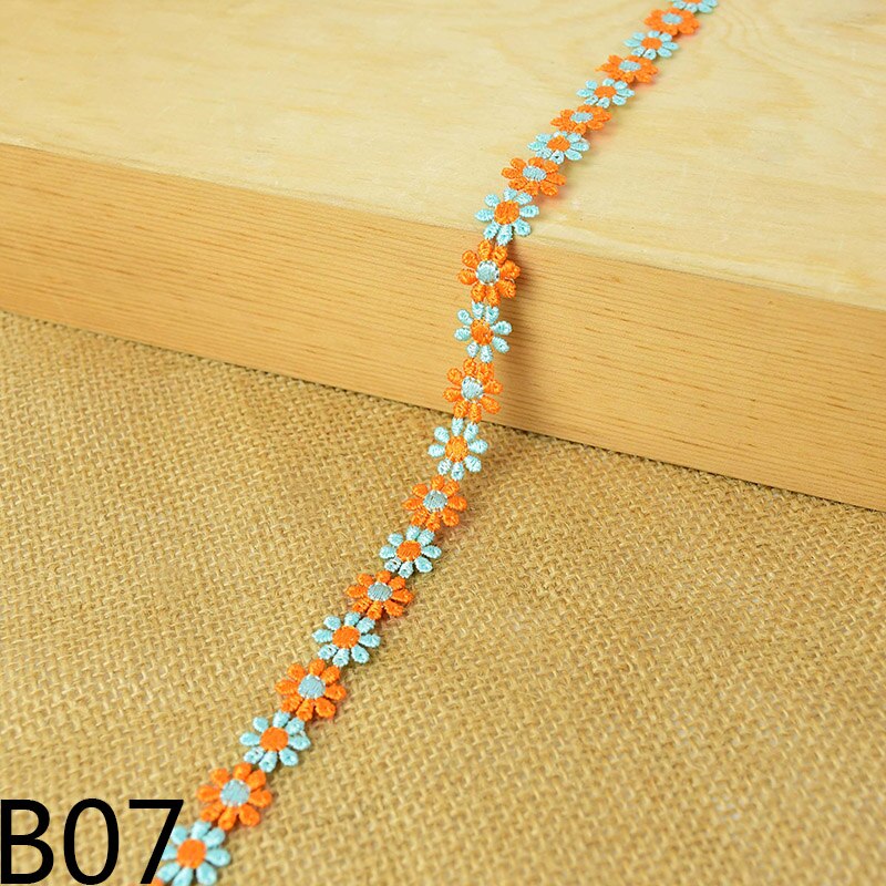 3 yards 12mm broderi lille marguerit bånd rulle polyester blomst blonder stof trim til gør-det-selv tøj syning håndværk tilbehør levering: B07