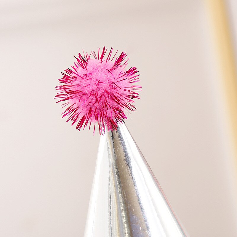 2pcs Birthday Cap Baby Kid Birthday Party Hat Child Crown Decoration Pompon Cap silver Birthday Hat Party decoration supplies