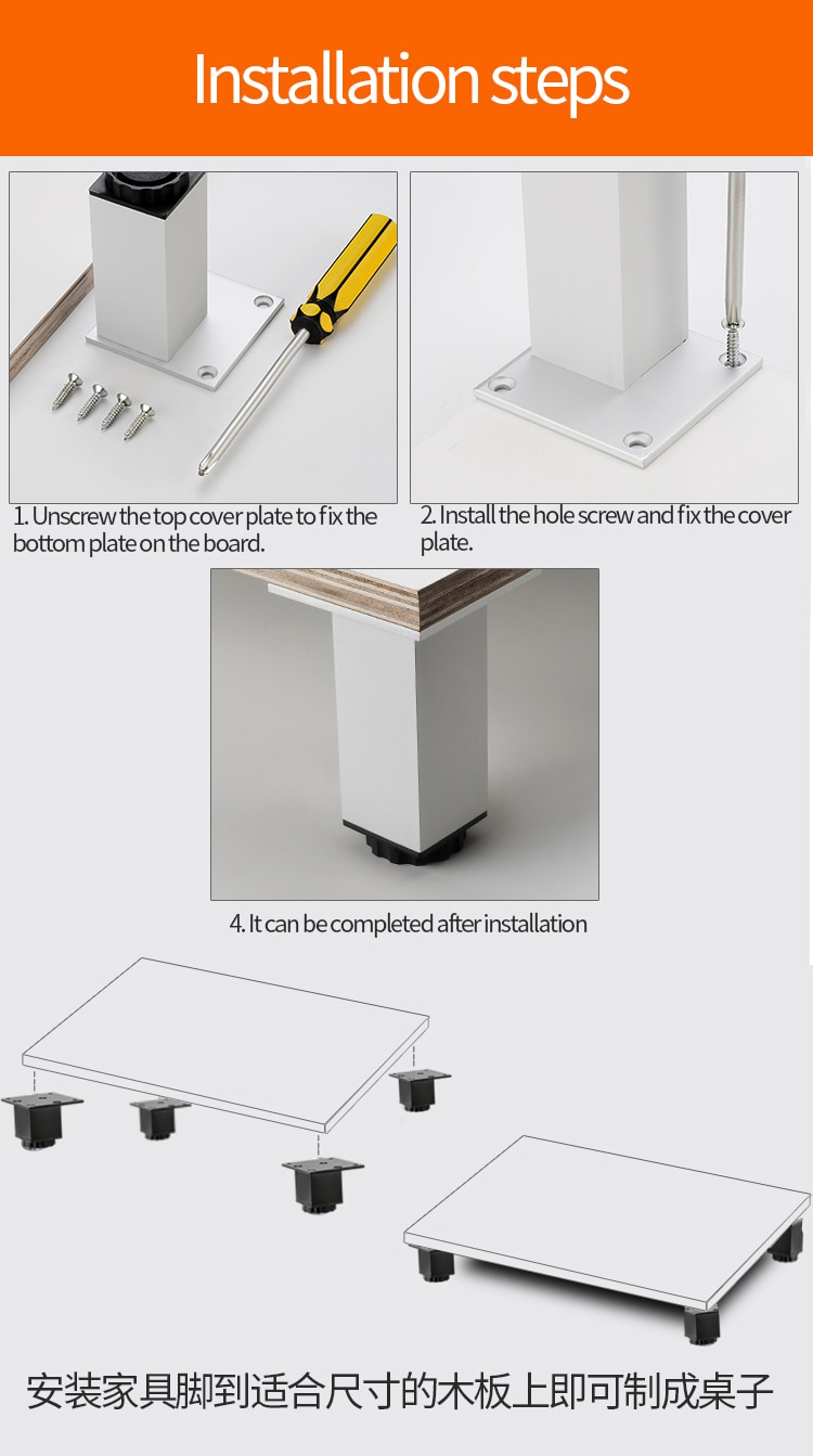 Jzpeng aluminium møbel fod gevind justerbar sort skab ben tv skab badeværelse skab fod skab fødder metal ben