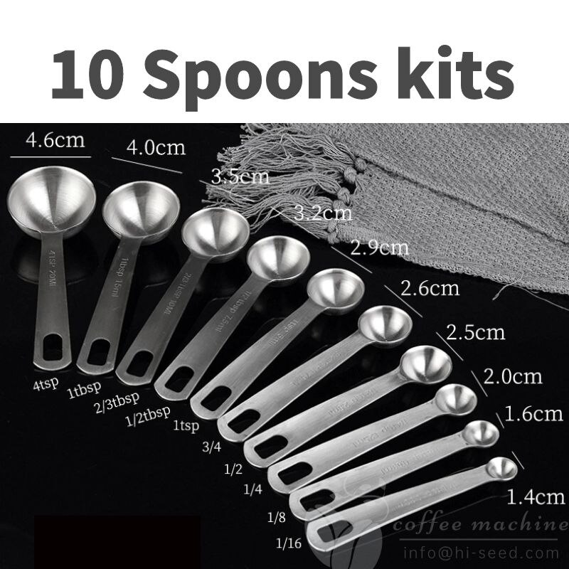 Baked stainless steel measuring spoon four-piece measuring cup commercial kitchen tools about 384 grams milk tea shop supplies: 10 pcs kit