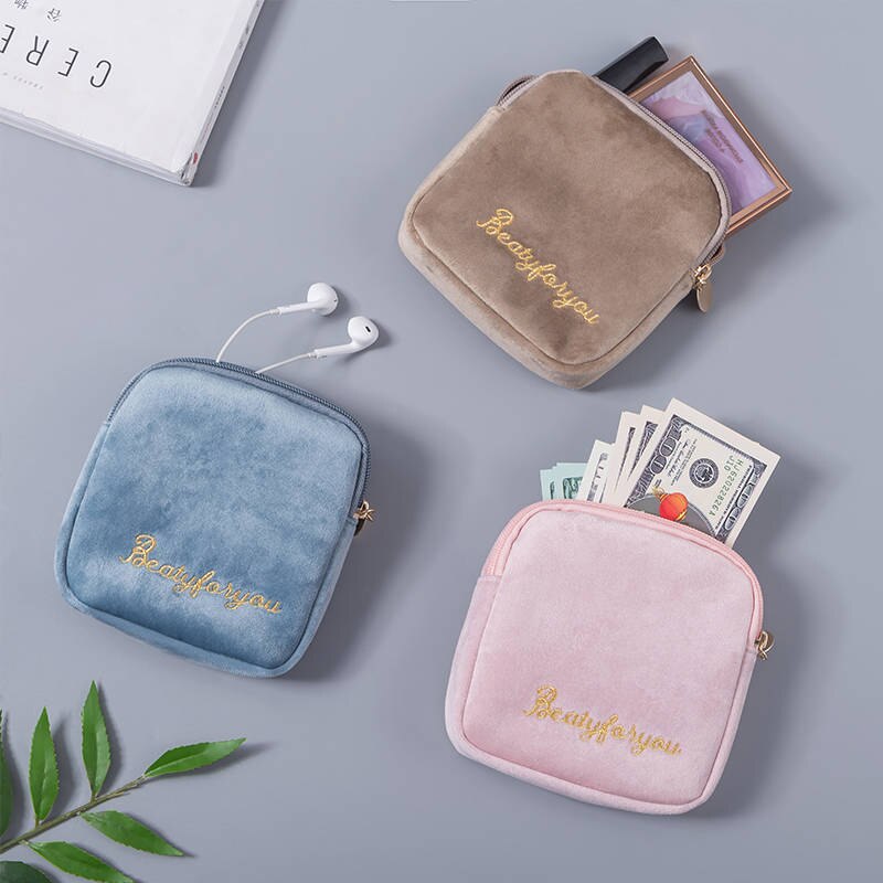 Meisjes Luier Maandverband Opbergtas Fluwelen Maandverband Tassen Sieraden Organizer Oortelefoon Pouch Cosmetische Geval