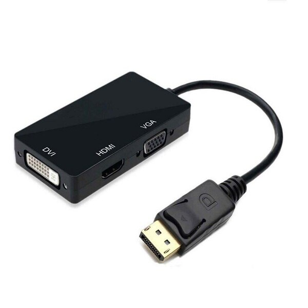 DisplayPort to HDMI VGA DVI Cable Adapter Male to Female Multi-port DisplayPort hub Converter for PC Monitor Projector HDTV: Black--square