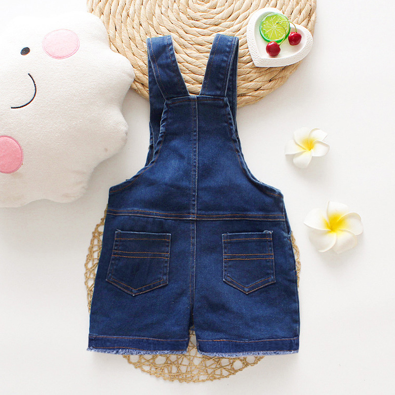 DIIMUU Summer Toddler Baby Clothing Boys Girls Overalls Shorts Denim Pants Pockets Casual Light Washed Jumpsuits Bottoms