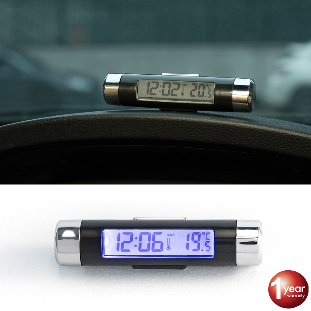 Auto Digitale LCD Klok en Temperatuur Display Draagbare 2in1 Auto Automotive Elektronische Klok Thermometer Blauwe Achtergrondverlichting Met Clip