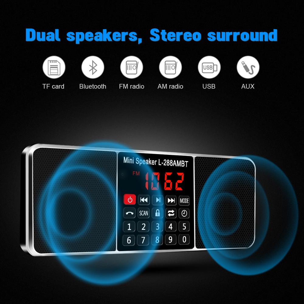 Hifi Portable Radio AM FM Bluetooth Speaker 3D Stereo MP3 Player TF/SD Card USB Drive Handsfree Call LED Display loudspeaker