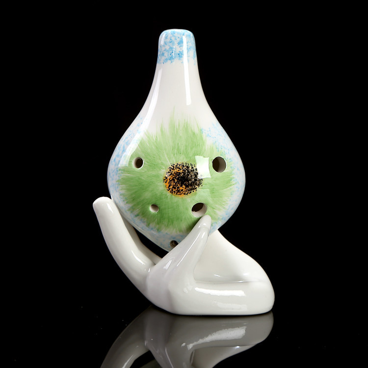 6 otworów Ocarina alt C tonu porcelany flet instrument muzyczny ręcznie malowane wzór ornament dekoracji prezent