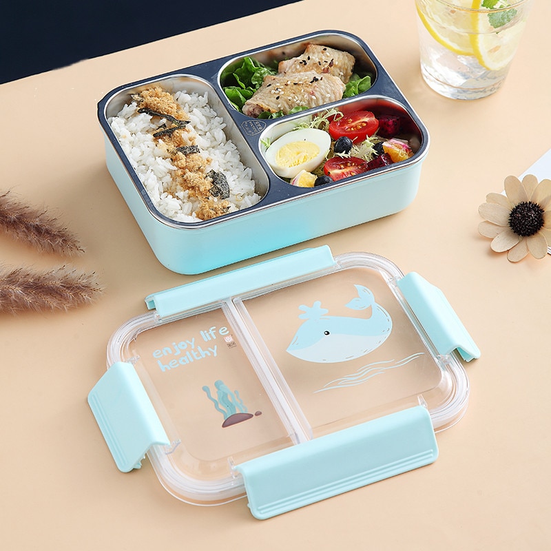 800ml Cartoon Stainless Steel 304 Lunch Box Leak-Proof Kids Children Bento Box Student School Microwave Food Container