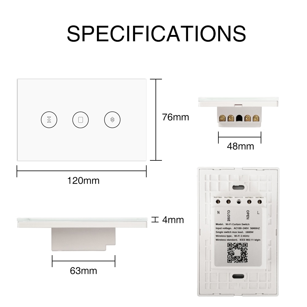 WiFi Smart Curtain Switch Smart Life Tuya APP Electric Motorized Curtain Blind Roller Shutter Works with Alexa and Google Home
