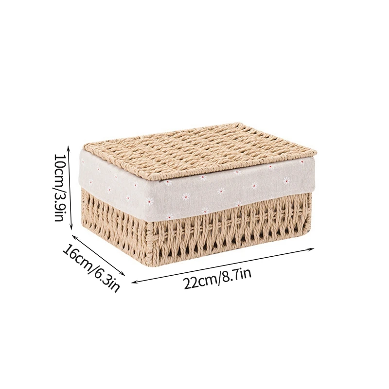 Rieten Opbergmanden Geweven Keuken Organizer Box Wasmand Snack Speelgoed Opbergdozen Bureau Accessoire Room Decor: Bruin