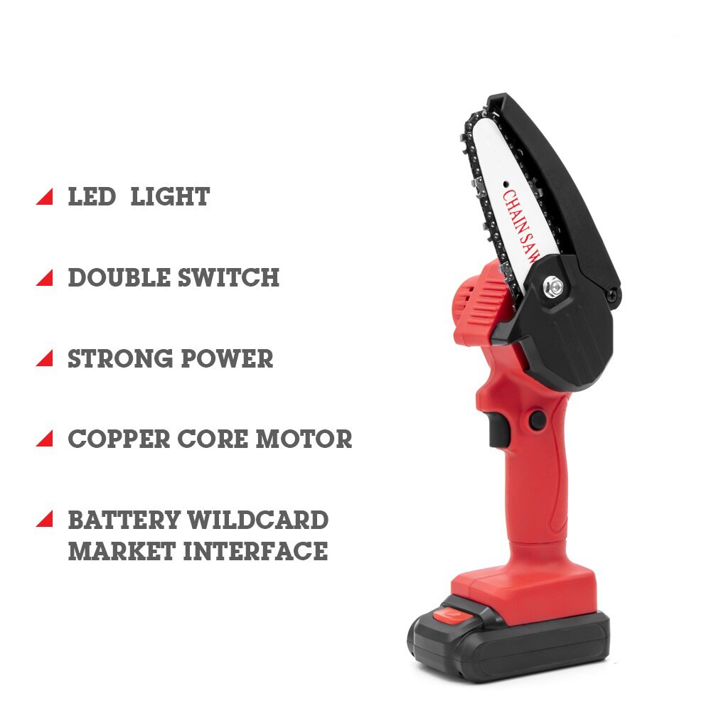 Rechargeable Electric Pruning Saw Handheld Portable Cordless Mini Chainsaw Small Wood Splitting Chainsaw Power Tools Chain Saw