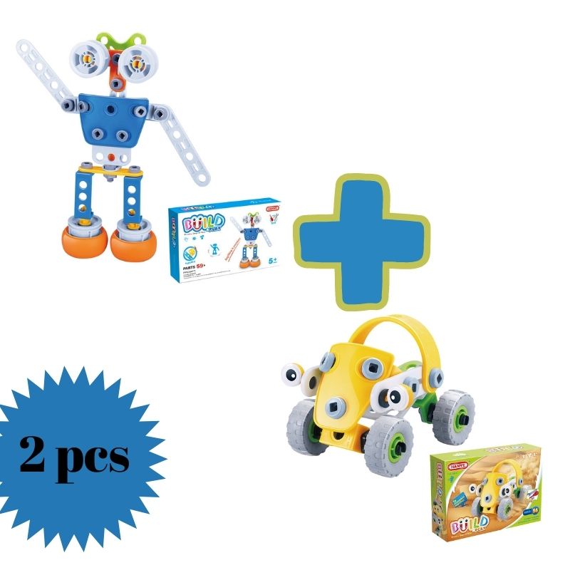 Hanye 2'li Sets Samen Vidali Trainer Puzzel Bouwen En Spelen Robot J7709 En Mini Auto J312