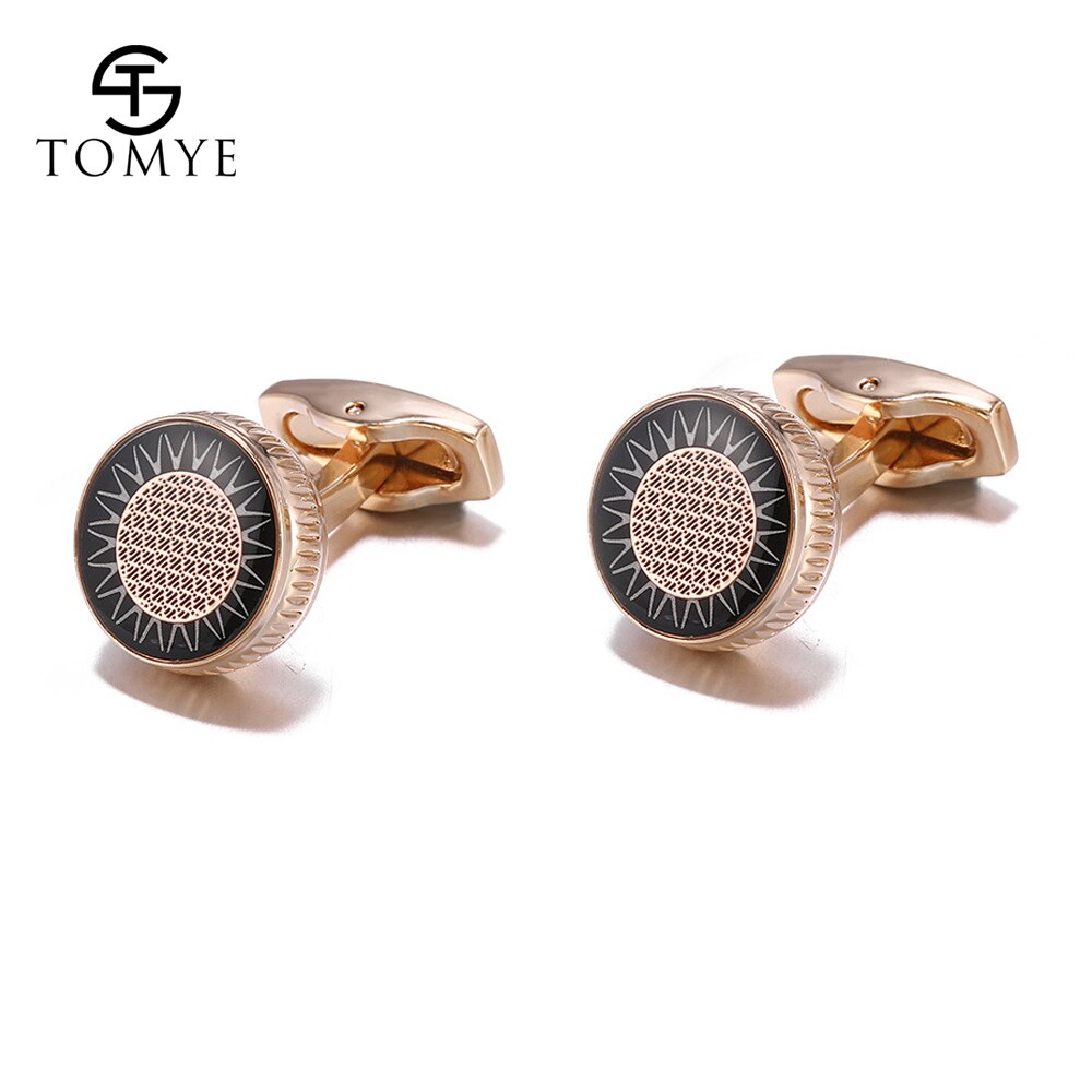 Gemelos para hombre TOMYE XK20S035, gemelos redondos de Metal de oro rosa de para