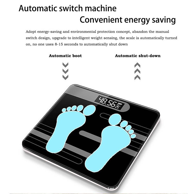 Body Fats Scale LCD Display Glass Smart Electronic Scales Bathroom Body Floor Scales Digital Body Weight Scale