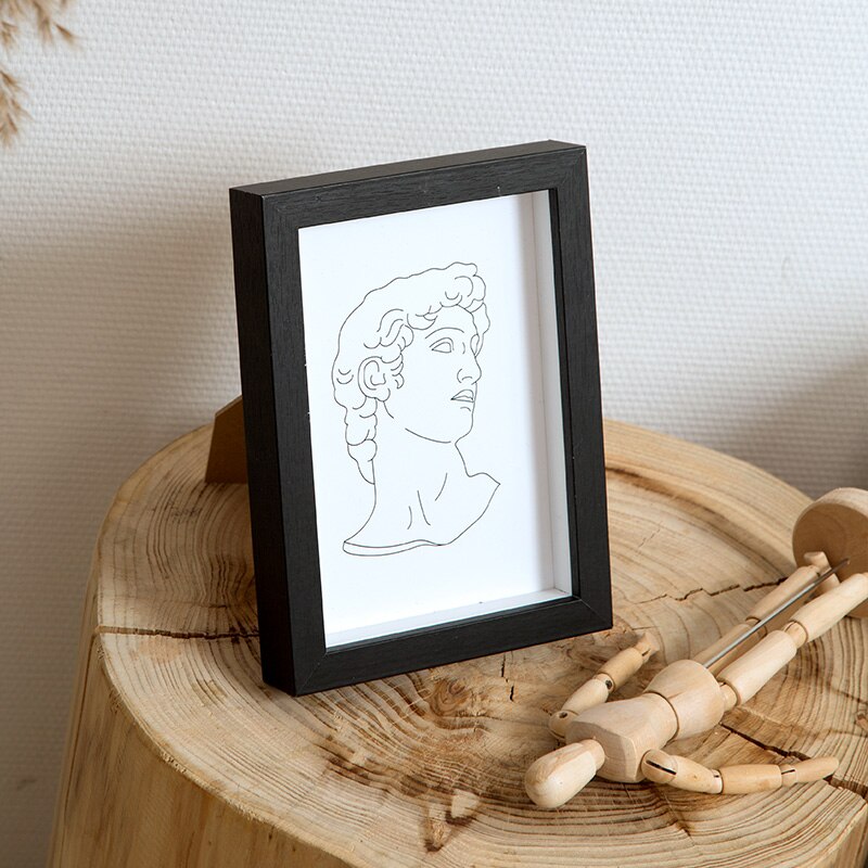 1PC Simple Photo Frame MDF Hanging Picture Frame For Wall Painting Modern Wood Grain Desktop Decor Wedding: Black / 6 inch-10.2x15.2cm