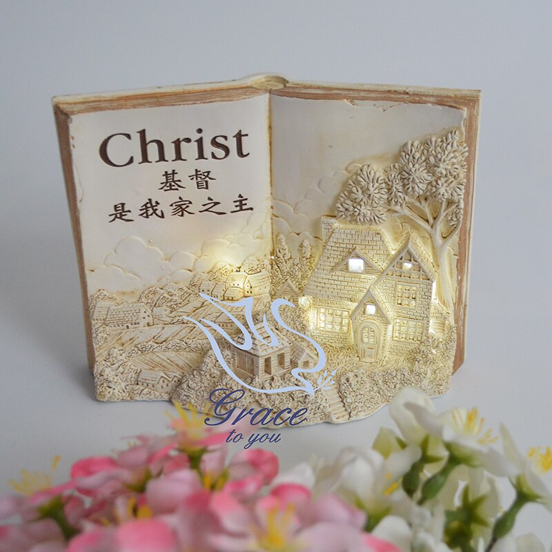 Led lys bog christian christ jesus boligdekorationer dekorationer natlys håndværk dekorationer taksigelse: 2