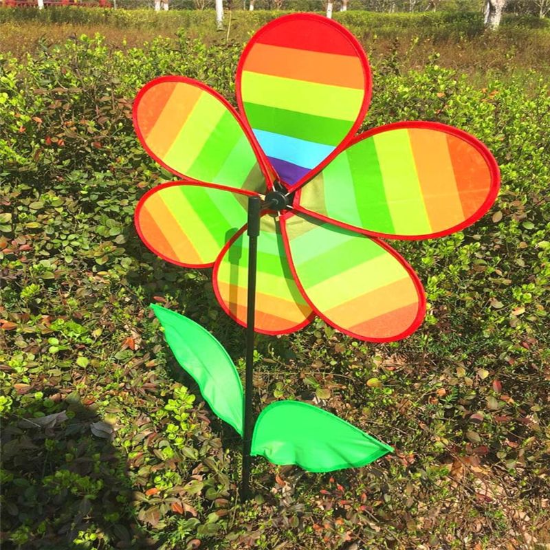 Sunflower Windmill Rainbow Wind Spinner Pinwheel Home Garden Yard Decoration Toy