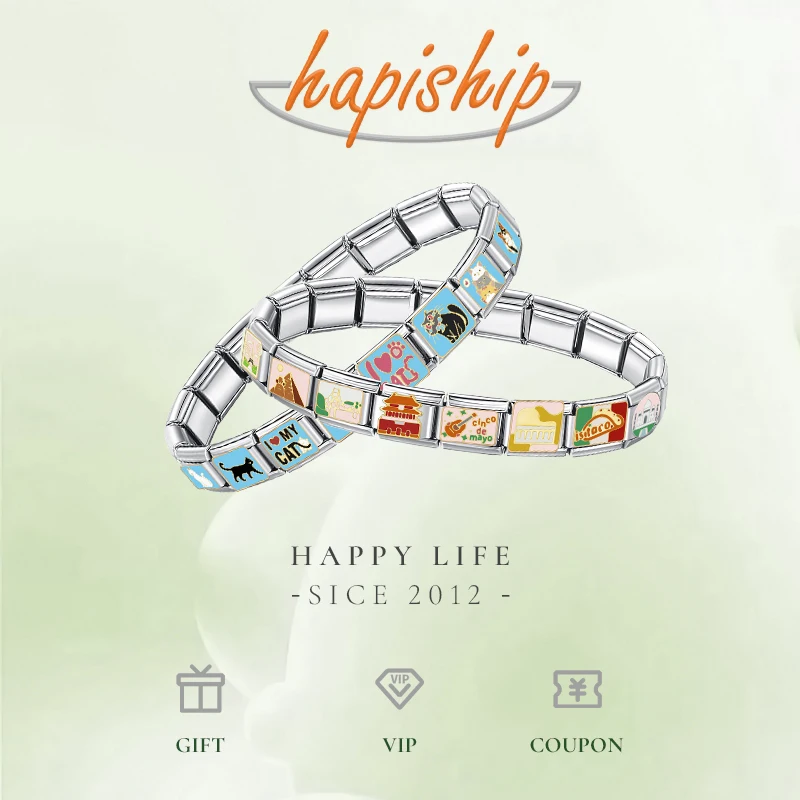 Hapiship Women's Fashions Butterfly Bird Frog Fish Italian Charms Links Fit 9mm Stainless Steel Bracelet DIY Jewelry DJ1325