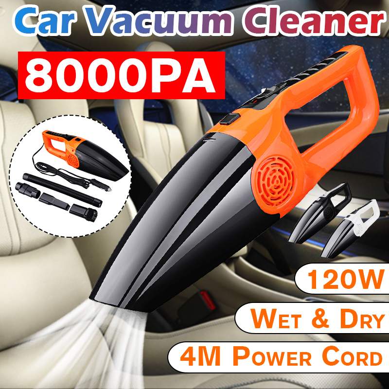 8000Pa Strong Suction Car Vacuum Cleaner 120W 12V Portable Handheld Car Plug Wired Wet/Dry Vaccum Cleaners for Car Home Pet Hair