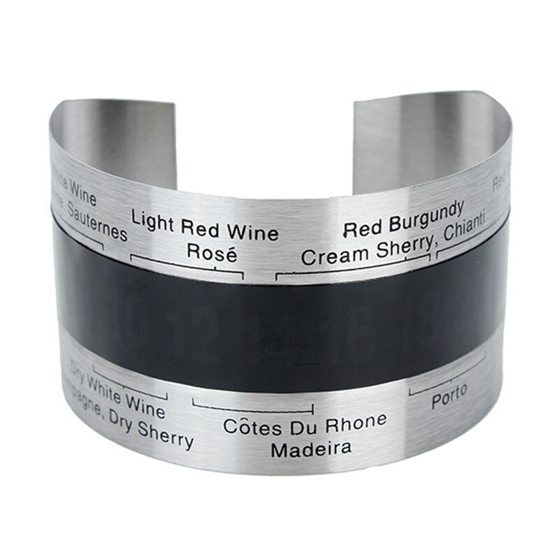 TTLIFE-Bracelet thermomètre domestique en acier inoxydable pour vin, (4 -- 24'C), capteur de température pour vin rouge, outil de Bar